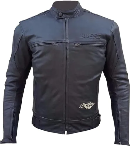 Bi Esse Giacca Moto Pelle Vintage Nero XS con Gilet Termico