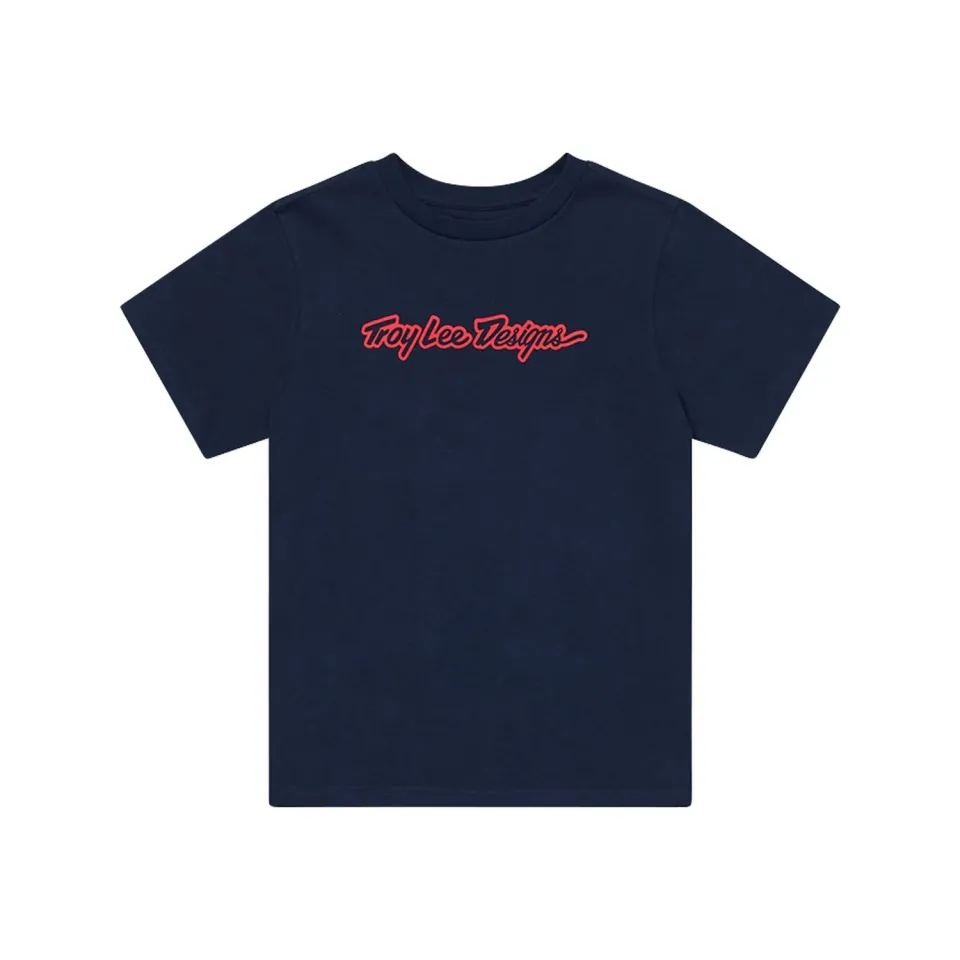 Troy Lee Designs Signature T-Shirt Donna Blu Navy Cotone
