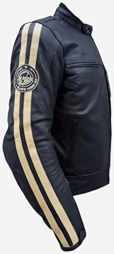 Bi Esse Giacca Moto Pelle Vintage Nero XS con Gilet Termico