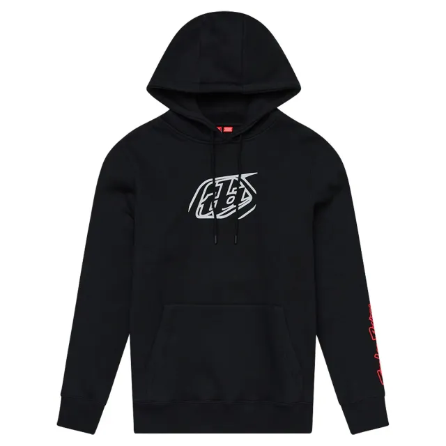 Troy Lee Designs Badge felpa cappuccio nera uomo tasca kangaroo