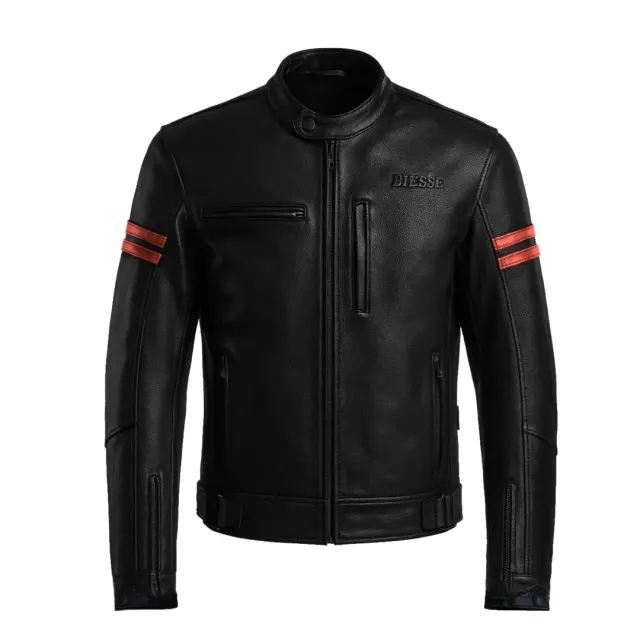 Bi Esse Giacca Moto Pelle Vintage Cafe Racer L
