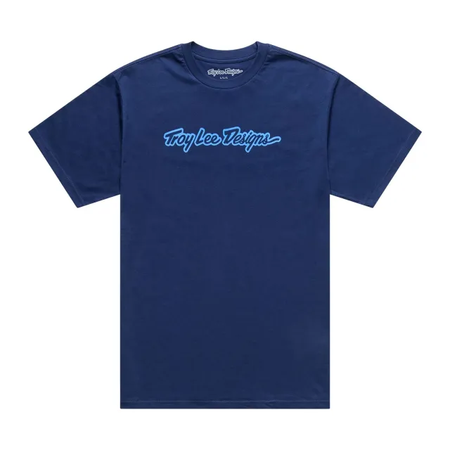 Troy Lee Designs Signature maglietta uomo Navy Aero Blue cotone