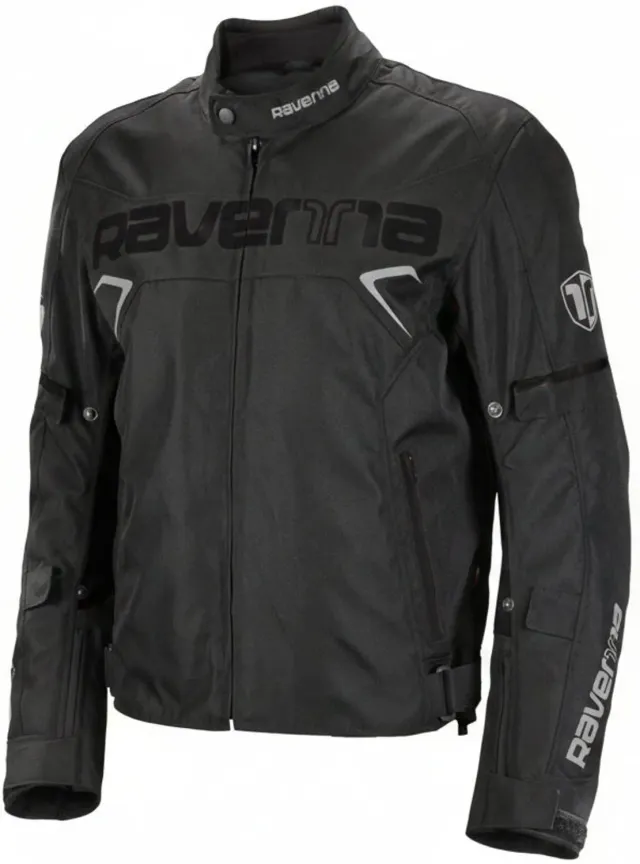Ravenna giacca moto tessuto nero impermeabile termica