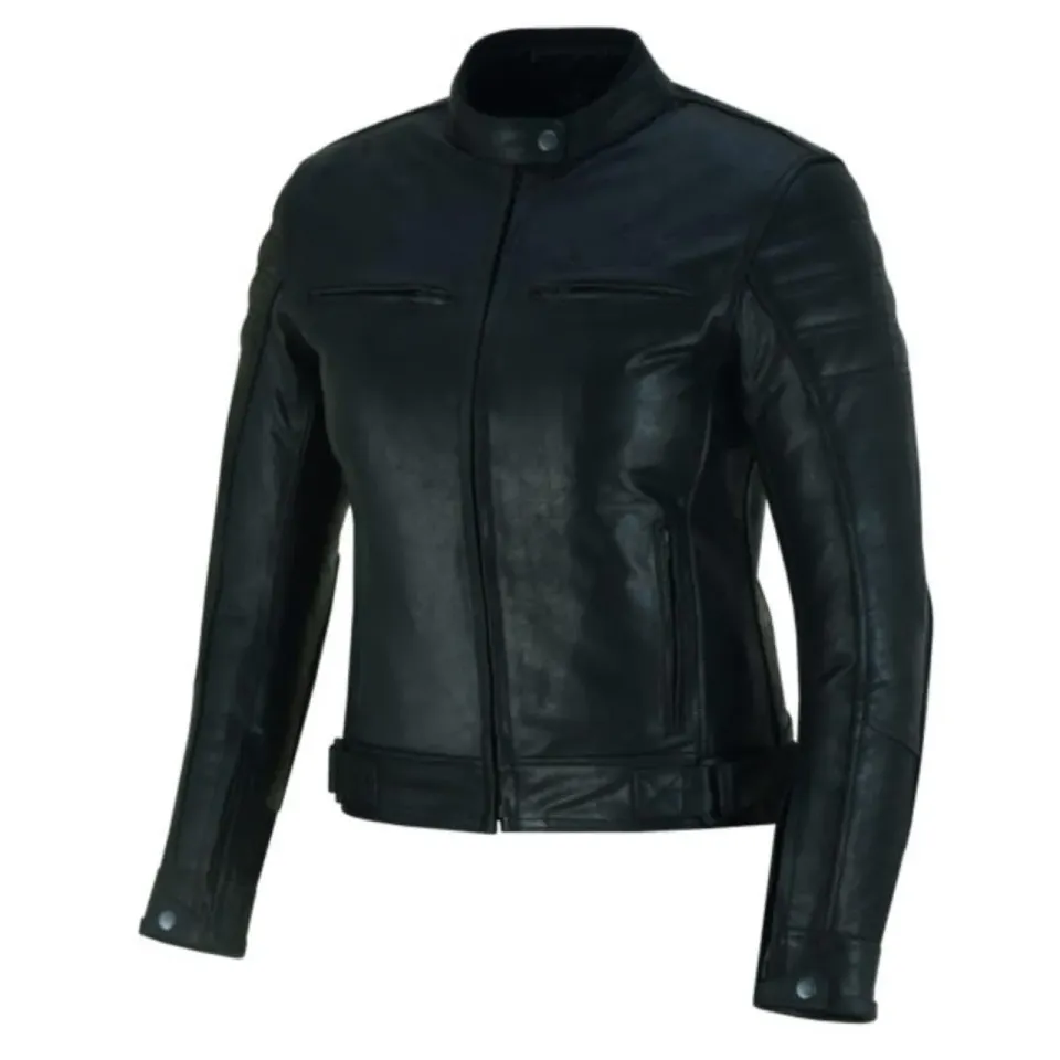 Bi Esse Vintage Giacca Moto Pelle Donna Protezioni Nero