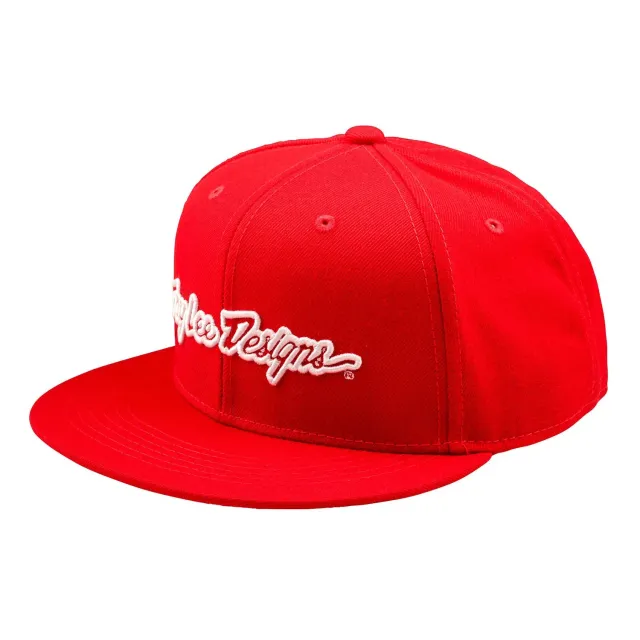 Troy Lee Designs Flat Bill Snapback Signature cappellino Team Red OS